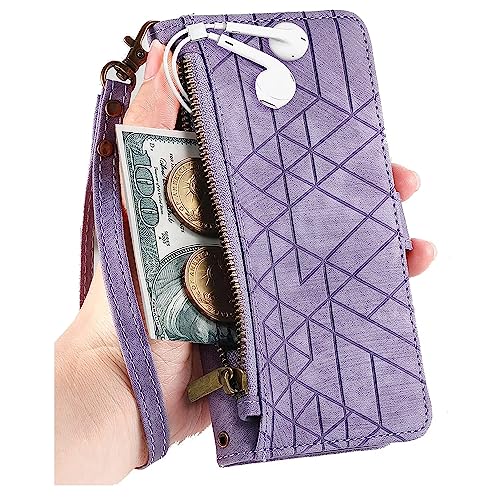 Rnrieyta Miagon Reißverschluss Brieftasche Hülle für Samsung Galaxy A34 5G,Magnet Handyhülle Tasche PU Leder Geometrie Klapphülle Flip Case Geldbörse mit Kartenfach von Rnrieyta