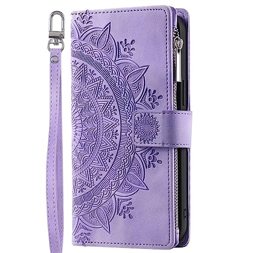 Rnrieyta Miagon Reißverschluss Brieftasche Hülle für Samsung Galaxy S20 FE,Magnet Handyhülle Tasche PU Leder Totem Blume Prägung Klapphülle Flip Case Geldbörse mit Kartenfach von Rnrieyta