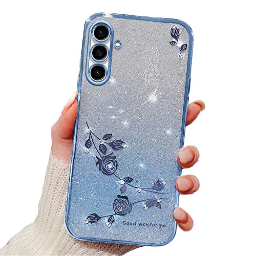 Rnrieyta Miagon für Samsung Galaxy A04S Glitzer Hülle,Bling Überzug Glänzend Strass Diamant Weich TPU Silikon Blume Handy Hülle Etui Tasche Schutzhülle Case Cover von Rnrieyta