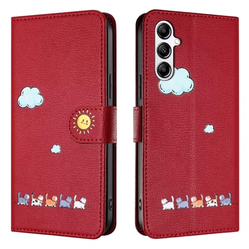 Rnrieyta Miagon für Samsung Galaxy A05S Hülle,Cartoon Cute Wolke Katze Handyhülle Brieftasche Klapphülle mit Kartenfach Ständer PU Leder Flip Case Cover Magnetverschluss,Rot Rnrieyta Miagon für Samsung Galaxy A05S Hülle,Cartoon Cute Wolke Katze Handyhülle Brieftasche Klapphülle mit Kartenfach Ständer PU Leder Flip Case Cover Magnetverschluss,Rot von Rnrieyta
