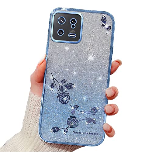 Rnrieyta Miagon für Xiaomi Poco X5 5G Glitzer Hülle,Bling Überzug Glänzend Strass Diamant Weich TPU Silikon Blume Handy Hülle Etui Tasche Schutzhülle Case Cover von Rnrieyta