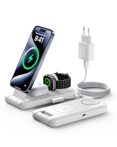 3 in 1 Faltbar Mag Safe Ladegerät, Induktive Ladestation für iPhone 15 14 13 12 11 Pro Max Plus und Apple Watch 9/8/7/6/5/4/3/2/SE, AirPods 3 2 pro Travel Kabelloses Wireless Charger mit Adapter 3 in 1 Faltbar Mag Safe Ladegerät, Induktive Ladestation für iPhone 15 14 13 12 11 Pro Max Plus und Apple Watch 9/8/7/6/5/4/3/2/SE, AirPods 3 2 pro Travel Kabelloses Wireless Charger mit Adapter von RoRoSkin