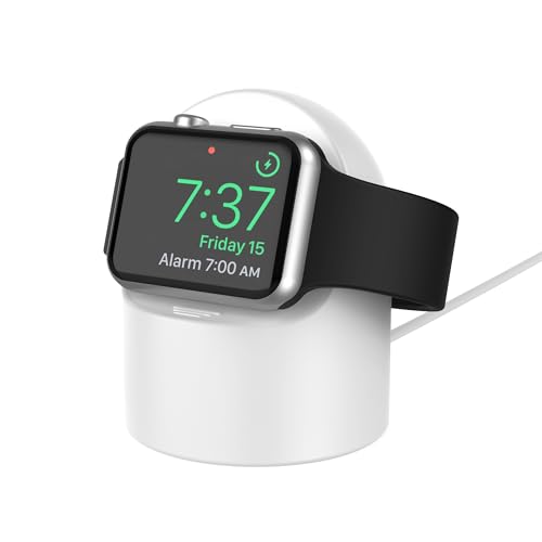 Kabellose Ladestation für Apple Watch, Silikon Dock mit Magnetisch Ladekabel für iWatch Ladegerät Ständer Zubehör Halterung kompatibel mit Apple Watch Series Ultra 2/10/9/8/Ultra/7/6/5/SE - Weiß von RoRoSkin