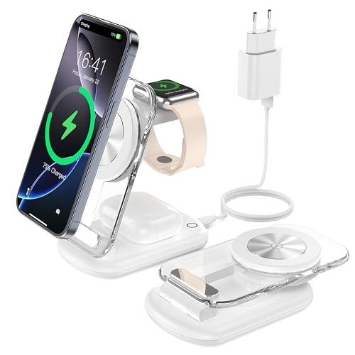 Mag Safe Ladestation, Apple Watch und iPhone, Mag Safe ladegerät, 3 in 1 Faltbar Wireless Charger mit iPhone 15 14 13, Travel Charging Pad IWatch,Air Pods Mag Safe Ladestation, Apple Watch und iPhone, Mag Safe ladegerät, 3 in 1 Faltbar Wireless Charger mit iPhone 15 14 13, Travel Charging Pad IWatch,Air Pods von RoRoSkin