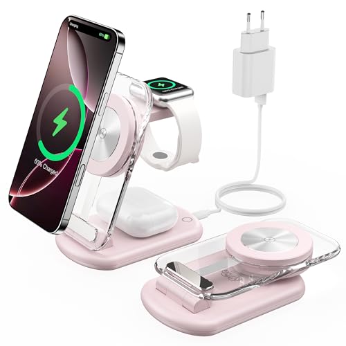 Magnetische 3-in-1-Ladestation für Apple-Geräte, schnelles und faltbares Ladegerät für Reisen, mit Nachtlicht für iPhone 16, 15, 14, Apple Watch/AirPods Pro, PK Magnetische 3-in-1-Ladestation für Apple-Geräte, schnelles und faltbares Ladegerät für Reisen, mit Nachtlicht für iPhone 16, 15, 14, Apple Watch/AirPods Pro, PK von RoRoSkin