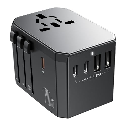 Reiseadapter Weltweit 70W GaN Schnellladen,Universal Reisestecker mit 3 USB-C, 2 USB-A und 1 AC Steckdose,Travel Adapter für EU,UK,USA,AUS usw 200 Ländern Reiseadapter Weltweit 70W GaN Schnellladen,Universal Reisestecker mit 3 USB-C, 2 USB-A und 1 AC Steckdose,Travel Adapter für EU,UK,USA,AUS usw 200 Ländern von RoRoSkin