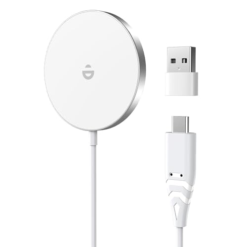 Schnelle MagSafe Ladegerät für iPhone, Kabelloses Laden Schneller als das Original Induktive Ladestation für iPhone 12/13/14/15 Serien und AirPods Magnetic Wireless Charger Pad von RoRoSkin