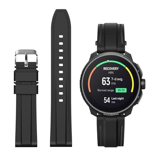 RoYiio Armband Kompatibel mit Suunto Race/Suunto Vertical Uhrenarmband, 22mm Sport Silikon Ersatzarmband Armbänder für Suunto 9 Peak/Suunto 9 Peak Pro/Suunto 5 Peak - Schwarz von RoYiio