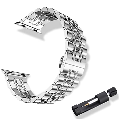 RoYiio ErsatzArmband Kompatibel mit Apple Watch Armband 38mm 40mm 41mm Series 10 42mm, Schön Poliert Metallband, Edelstahl Armband für Series 10/9/8/7/6/5/4/3/2/1/SE - Silber RoYiio ErsatzArmband Kompatibel mit Apple Watch Armband 38mm 40mm 41mm Series 10 42mm, Schön Poliert Metallband, Edelstahl Armband für Series 10/9/8/7/6/5/4/3/2/1/SE - Silber von RoYiio
