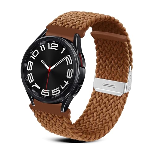 RoYiio Nylon Armband Kompatibel mit Samsung Galaxy Watch 6 Classic/Watch 4 Classic, Bequem und Atmungsaktiv, 20mm Uhrenarmband für Galaxy Watch 4/Watch 5/Watch 5 Pro/Watch 6 - Braun von RoYiio