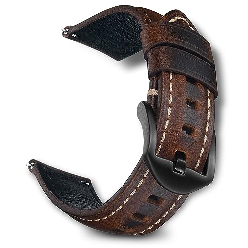RoYiio Öl-Wachs-Leder Armband für Anstoßbreite 20mm, Weich und Bequem, mit Schnellverschluss, ErsatzArmband Kompatibel mit Amazfit/Xiaomi/Huawei/Samsung/Garmin Series - Dunkelbraun RoYiio Öl-Wachs-Leder Armband für Anstoßbreite 20mm, Weich und Bequem, mit Schnellverschluss, ErsatzArmband Kompatibel mit Amazfit/Xiaomi/Huawei/Samsung/Garmin Series - Dunkelbraun von RoYiio