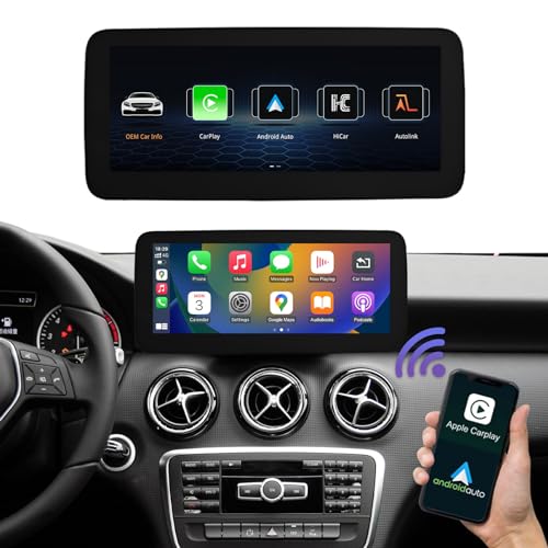 Road Top 10,25 Zoll Autoradio Drahtloses CarPlay Android Auto Touchscreen für Mercedes Benz A/CLA/GLA Klasse W176 C117 X117 X156 2013-2015 Jahr mit NTG4.5/4.7 System, Unterstützung Mirrorlink von Road Top