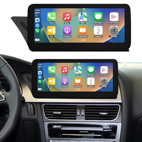 Road Top 12,3 Zoll Autoradio Drahtlos CarPlay Touchscreen für Audi A4 A5 2009-2015 Jahr mit 3GMMI, Autoradio Stereo Multimedia Bildschirm, Unterstützung Wireless Android Auto, Navigation, Mirrorlink von Road Top