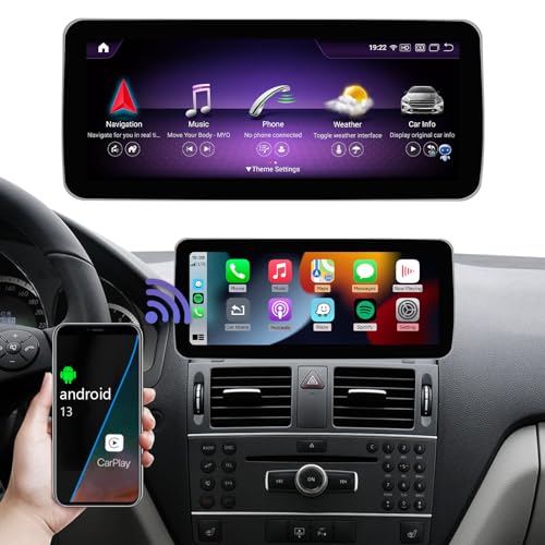 Road Top Android 13 Autoradio 12.3'' Carplay Car Touchscreen für Mercedes Benz C Klasse W204 2008-2010 Jahr,Unterstützung Wirless Carplay, Android Auto, Navigation, Kamera von Road Top