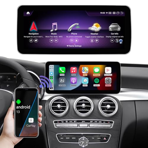 Road Top Autoradio 12.3'' Android 13 Car Radio Touchscreen für Mercedes Benz C GLC Klasse W205 2015-2018 Jahr mit NTG5.0, 8+256 GB Car Stereo, Unterstützung Kabellos Carplay, Android Auto, Navigation von Road Top