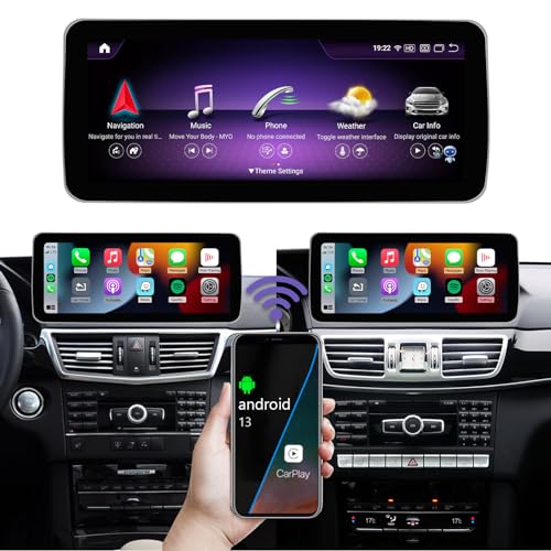 Road Top Android 13 Autoradio 12.3'' Carplay Touchscreen für Mercedes Benz E Klasse W212 2009-2014 Jahr, 8+256 GB, Unterstützung Wirless Carplay, Android Auto, Navigation, Rückfahrkamera von Road Top