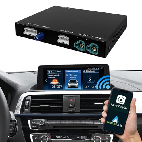 Road Top Wireless Carplay Android Auto für BMW 1 2 3 4 5 6 7 M3 M4 M5 X1 X2 X3 X4 X5 X6 2017-2020 Jahr mit EVO System, Carplay Nachrüstsatz Decoder, Unterstützung Mirrorlink, Kamera, Navigation von Road Top