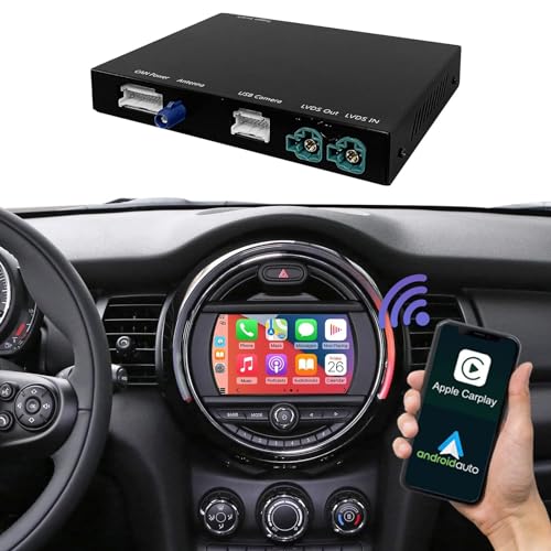 Road Top Wireless Carplay Android Auto für BMW Mini Cooper One Hatch Clubman F55 F56 F54 F57 NBT System 2014-2018 Jahr, Unterstützt Navigation Mirrorlink für Telefon, Rückfahrkamera. von Road Top