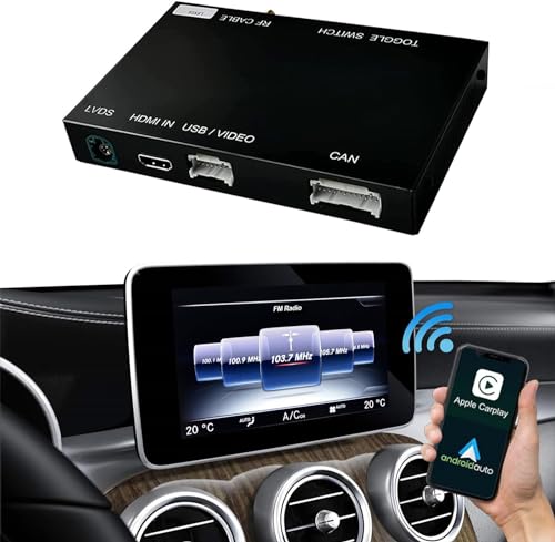 Road Top Wireless Carplay Android Auto für Mercedes Benz C GLC V A B E CLS Klasse 2015-2018 NTG5.0, Unterstützung GPS/Navigation, Mirrorlink für Telefon, Kamera von Road Top