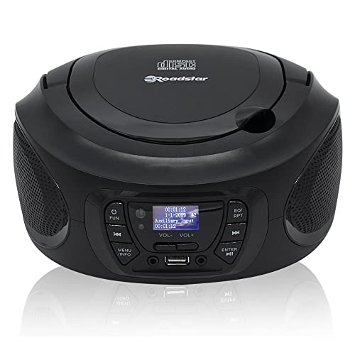 Roadstar CDR-375D+/BK Tragbares Radio CD Player, Spieler CD-MP3, CD-R, CD-RW, Radio DAB/DAB+ / FM, USB, AUX-IN, Stereo, Fernbedienung, Kopfhörerausgang, Schwarz von Roadstar