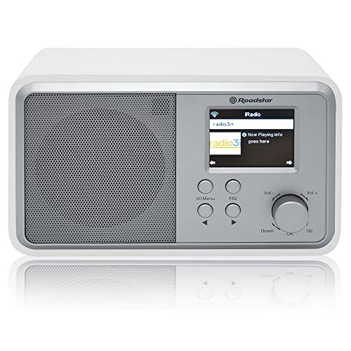 Roadstar IR-390D+BT/WH Internetradio Wi-Fi und Digital Dab/Dab+/ FM, Bluetooth, USB-Ladegerät, Fernbedienung, Kopfhöreranschluss, Wecker mit Dual-Alarm, Weiß von Roadstar