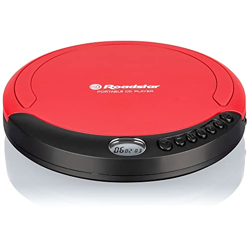 Roadstar PCD-435CD tragbarer CD-Player inkl. Ohrhörer rot von Roadstar