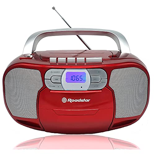 Roadstar RCR-4635UMP/RD Tragbares CD-Radio Kassette, Digitales PLL FM-Radio, Boombox CD-MP3-Player, USB, AUX-IN, Kopfhörerausgang, Rot von Roadstar