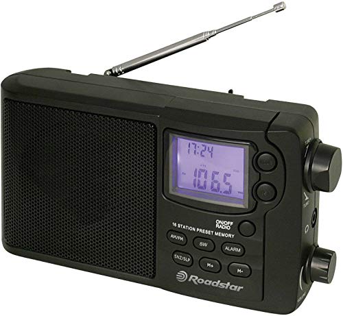Roadstar TRA-2340PSW Digitales Tragbares Multiband-Radio AM/FM/SW Netz- und Batteriebetrieben, Kopfhörerbuchse, Kleiner & Leichter Transistor, 8W Lautsprecher, Sleep Timer, Schwarz von Roadstar