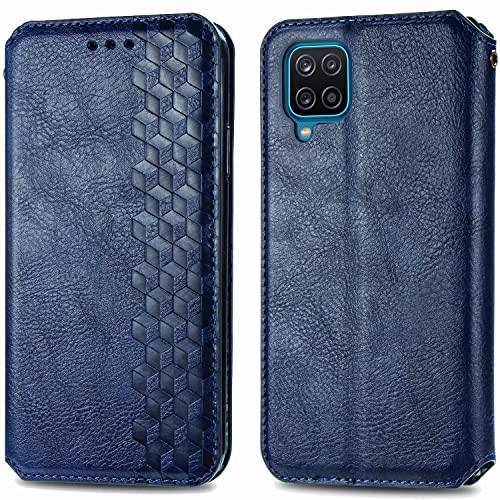 Roar Handy Hülle für Samsung Galaxy A12, PU Leder Flip Case Tasche mit 3D Motiv, Elegante Unisex Klapphülle mit Kartenfach, Ständer und Magnet-Verschluss | Blau von Roar