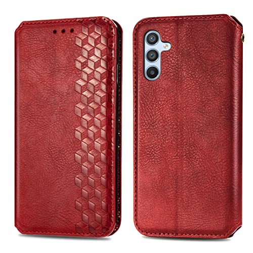 Roar Handy Hülle für Samsung Galaxy A34, PU Leder Flip Case Tasche mit 3D Motiv, Elegante Unisex Klapphülle mit Kartenfach, Ständer und Magnet-Verschluss | Rot von Roar