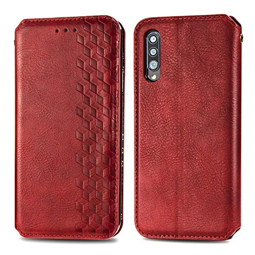 Roar Handy Hülle für Samsung Galaxy A50, PU Leder Flip Case Tasche mit 3D Motiv, Elegante Unisex Klapphülle mit Kartenfach, Ständer und Magnet-Verschluss | Rot von Roar