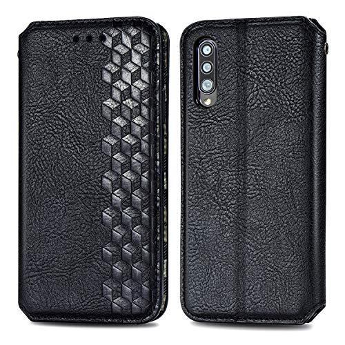 Roar Handy Hülle für Samsung Galaxy A50, PU Leder Flip Case Tasche mit 3D Motiv, Elegante Unisex Klapphülle mit Kartenfach, Ständer und Magnet-Verschluss | Schwarz von Roar