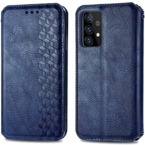 Roar Handy Hülle für Samsung Galaxy A72, PU Leder Flip Case Tasche mit 3D Motiv, Elegante Unisex Klapphülle mit Kartenfach, Ständer und Magnet-Verschluss | Blau von Roar