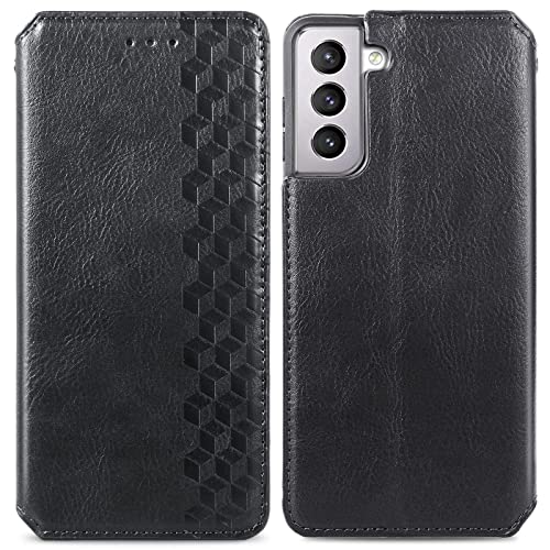Roar Handy Hülle für Samsung Galaxy S22, PU Leder Flip Case Tasche mit 3D Motiv, Elegante Unisex Klapphülle mit Kartenfach, Ständer und Magnet-Verschluss | Schwarz von Roar