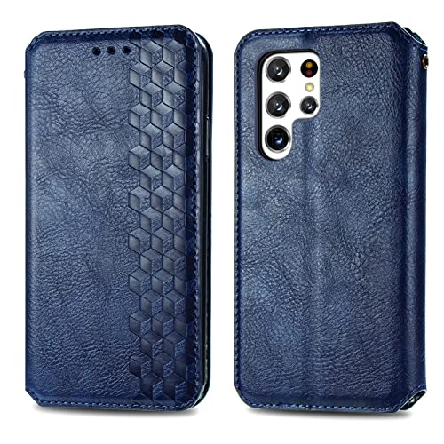 Roar Handy Hülle für Samsung Galaxy S22 Ultra, PU Leder Flip Case Tasche mit 3D Motiv, Elegante Unisex Klapphülle mit Kartenfach, Ständer und Magnet-Verschluss | Blau von Roar