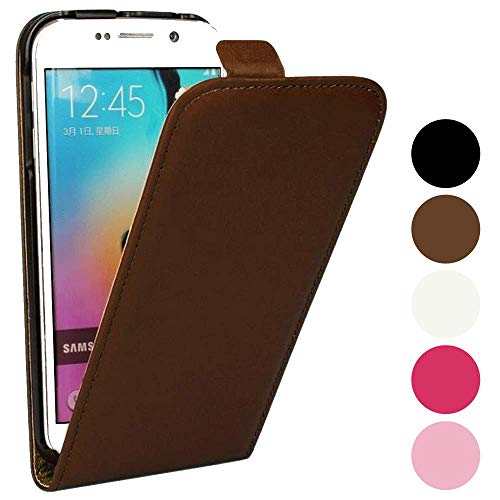 Roar Handy Hülle für Samsung Galaxy S6 Edge, Handyhülle Braun, Tasche Handytasche Schutzhülle Flip Case mit Magnet-Verschluss von Roar