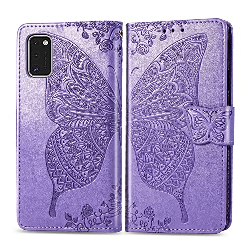 Roar Handyhülle Tasche für Samsung Galaxy A41 Hülle Flip Case Schutzhülle für Samsung Galaxy A41 | Magnet Kartenfach Standfunktion | Lila Flieder von Roar