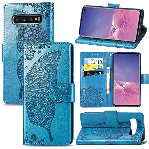 Roar Handyhülle Tasche für Samsung Galaxy S10 Hülle Flip Case Schutzhülle für Samsung Galaxy S10 | Magnet Kartenfach Standfunktion | Türkis Petrol von Roar