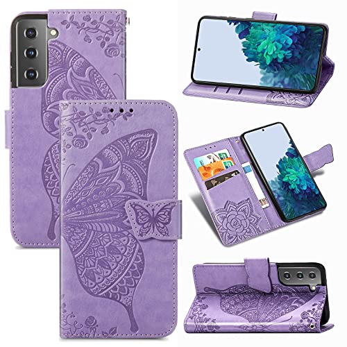 Roar Handyhülle Tasche für Samsung Galaxy S22 Hülle Flip Case Schutzhülle für Samsung Galaxy S22 | Magnet Kartenfach Standfunktion | Lila Flieder von Roar