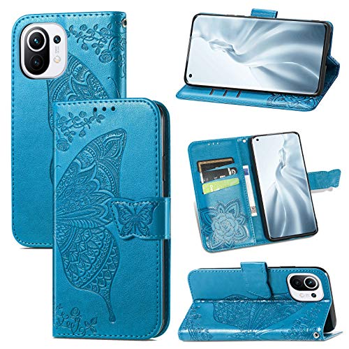 Roar Handyhülle Tasche für Xiaomi Mi 11 Hülle Flip Case Schutzhülle für Xiaomi Mi 11 | Magnet Kartenfach Standfunktion | Türkis Petrol von Roar