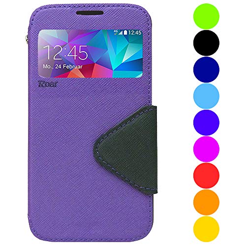 Roar Handyhülle für Samsung Galaxy S8, PU Hülle Flip Case Tasche mit Fenster in Lila-Violett von Roar