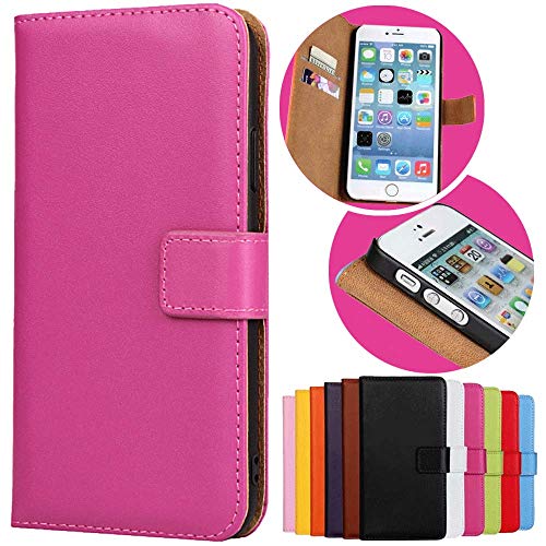 Roar Handyhülle für iPhone 4 4S Hülle Klappbar Magnetisch mit Kartenfach Klapphülle Tasche Flip Case Wallet Etui Schutzhülle, Pink von Roar
