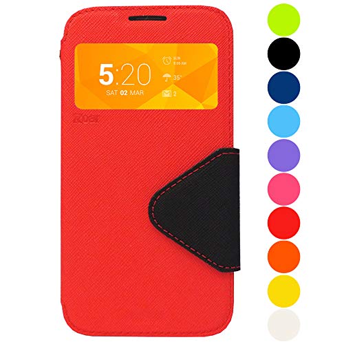 Roar Handyhülle für iPhone 5 / 5S Hülle mit Fenster Klappbar Magnetisch Flip Case Tasche Klapphülle Etui Schutzhülle, Rot von Roar