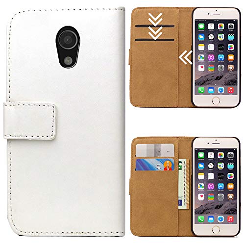 Roar Handytasche für Motorola Moto G G2, Flipcase Tasche Schutzhülle Handyhülle für Motorola Moto G G2 Bookcase Wallet mit Magnet, Weiß von Roar