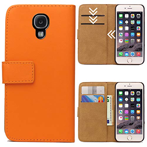 Roar Handytasche für Samsung Galaxy S4 Mini, Flipcase Tasche Schutzhülle Handyhülle für Samsung Galaxy S4 Mini Bookcase Wallet mit Magnet, Orange von Roar