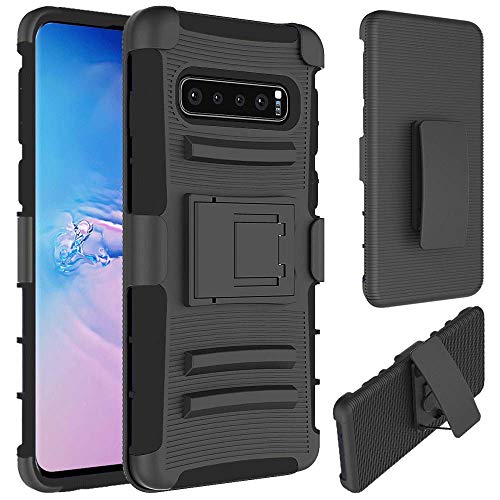 Roar Outdoor Hülle für Samsung Galaxy S10, Schutzhülle Handyhülle Panzer Case, Military Grade, 3-teilig mit Gürtelclip und Displayabdeckung, Schwarz von Roar