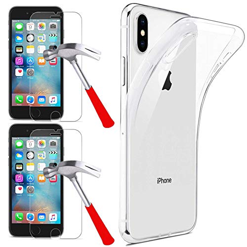 Roar Panzerfolie und Schutzhülle Transparent für iPhone SE (2016), Zubehör-Set 3in1 [2X Panzerglas Folie, 1x Handyhülle Silikon Durchsichtig] von Roar