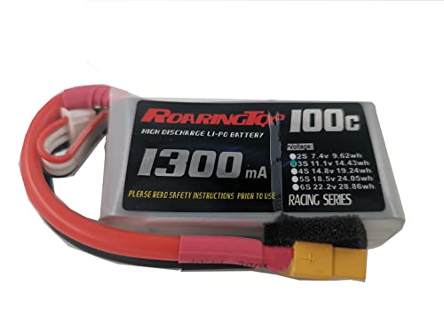 Roaring Top 3S RC Batterien 11.1V 1300mAh 100C Lipo Battery RC Lipo Akku Pack mit Deans Anschluss für RC Auto RC Boot RC Truck Heli Flugzeug von Roaring Top