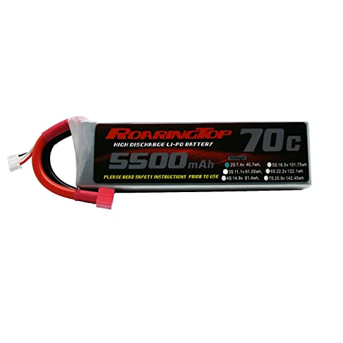 Roaring Top 7.4V 5500mAh 2S 70C RC Batterien Lipo Battery RC Hardcase Lipo Akku Pack mit Deans Anschluss für RC Auto RC Boot RC Truck Heli Flugzeug von Roaring Top