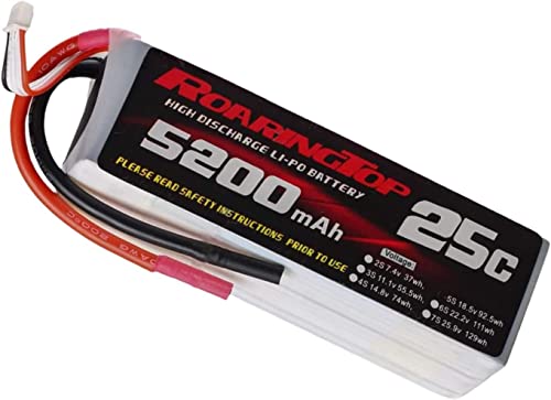 Roaring Top 5S 5200mAh 18,5V 25C LiPo Akku Softcase Akku ohne Stecker für RC Auto EDF Hubschrauber Boote von RoaringTop